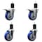 Service Caster 4'' Blue Poly Swivel 1-3/4'' Expanding Stem Caster Set 2 Total Lock Brakes, 4PK SCC-EXTTL20S414-PPUB-BLUE-2-S-2-134 - alternate 1